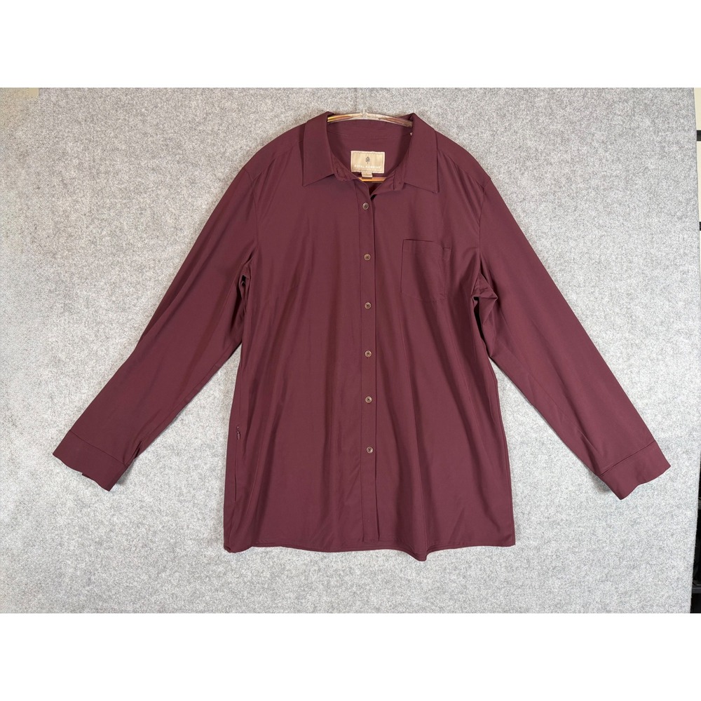 Royal Robbins Spotless Traveler Women L Malbec Excellent Stretch Shirt Y322013